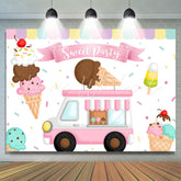 Lofaris Sweet Party Ice Cream Theme Baby Girl Birthday Backdrop